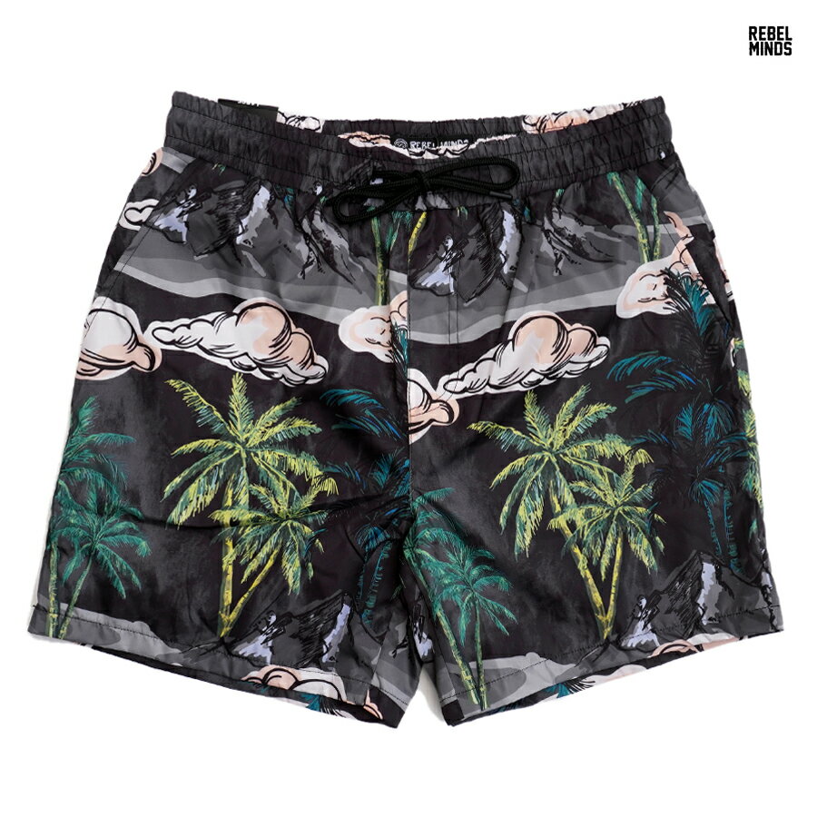 楽天Indoor Class Online Store【売りつくし50％】REBEL MINDS NYLON SHORTS【BLACK】（M・L・XL・2XL・3XL）（通販 メンズ ショーツ ペイズリー ハーフパンツ ナイロンショーツ）