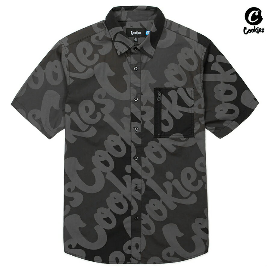 【送料無料】COOKIES CONTINENTAL OPENS SHIRTS【BLACK】(M・L・XL)(クッキーズ アパレル 服 通販 シャツ 半袖 メンズ 大きいサイズ ショートスリーブ ボタンシャツ オープンシャツ ロゴ)