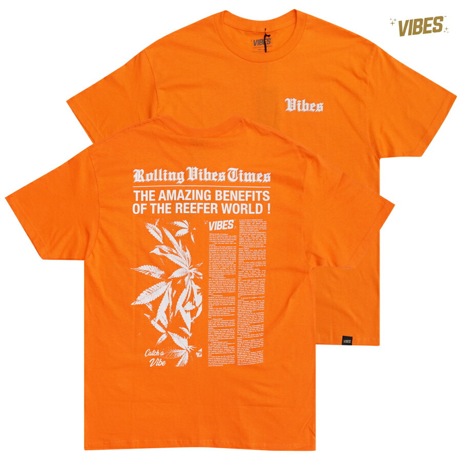 楽天Indoor Class Online Store【売りつくし50％】VIBES CLOTHING ROLLING TIMES Tシャツ【ORANGE】（M・L・XL・2XL）（バイブスペーパー 通販 メンズ 大きいサイズ 半袖 ショートスリーブ ロゴ プリント）