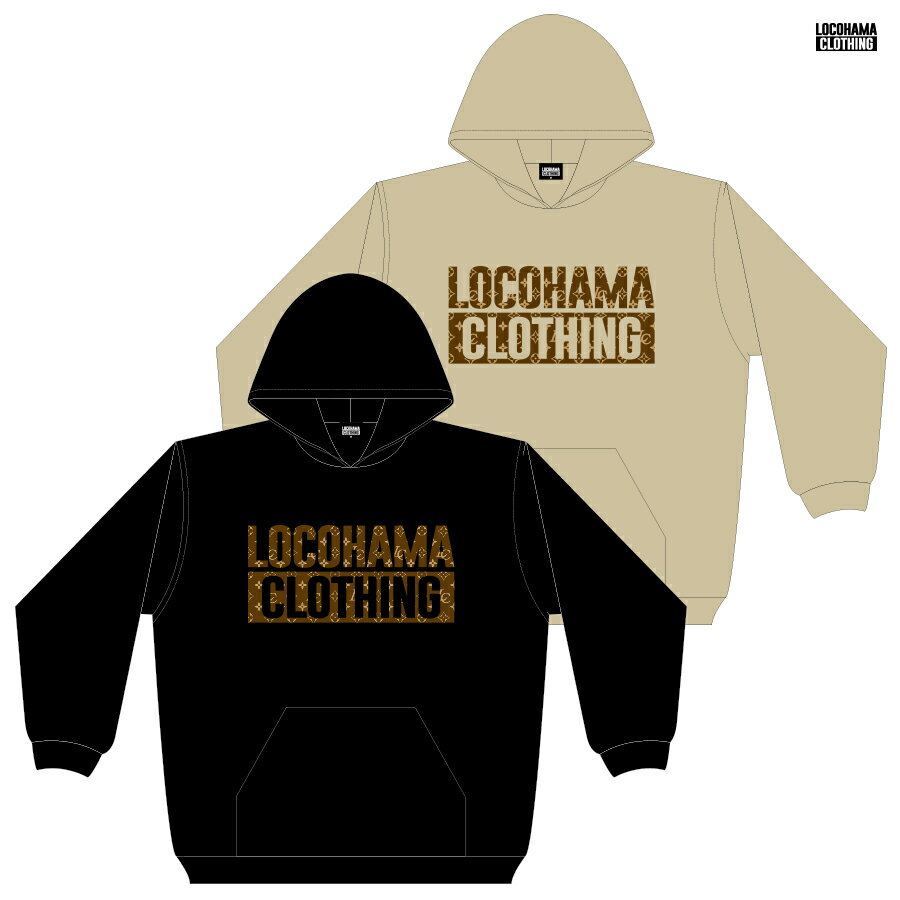 【送料無料】LOCOHAMA CLOTHING PULLOVER HOODIE【BLACK/BEIGE】(M・L・XL・2XL)(ロコハマ DJ PMX DS455 通販 メンズ 大きいサイズ パーカー フーディー フード スウェット 長袖 ロングスリーブ)