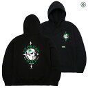 【送料無料】POT MEETS POP × CYPRESS HILL SKULL & COMPASS HOODIE【BLACK】(L・XL・2XL)(ポットミーツポップ 通販 メンズ 大きいサイズ パーカー スウェット 長袖 ロングスリーブ フード フーディー プルオーバー サイプレスヒル コラボ)