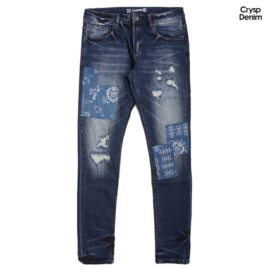【PRICE DOWN 30%★送料無料】CRYSP DENIM CHARTER DENIM PANTS【WASH D.BLUE】(30inch・32inch・34inch・36inch)(クリスプデニム 通販 メンズ 大きいサイズ デニム パンツ ジーンズ ペイズリー バンダナ)