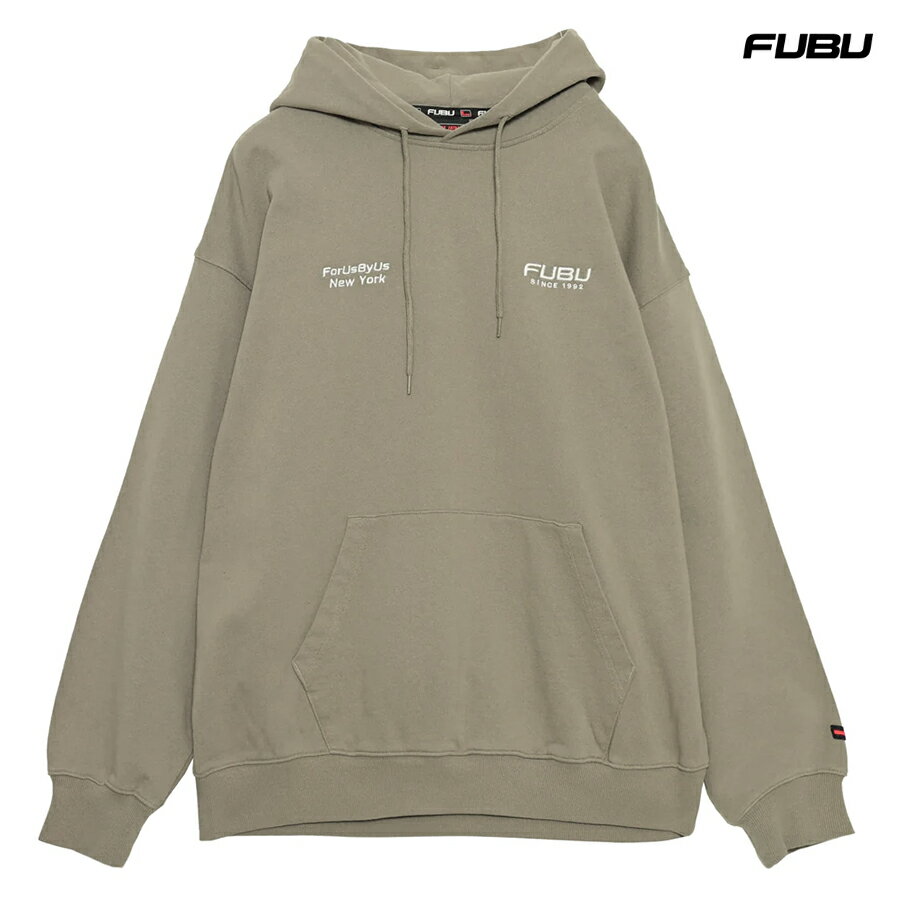 【送料無料】FUBU PULLOVER HOODIE【GREIGE】(M L XL)(フブ 通販 メンズ 大きいサイズ パーカー スウェット フード フーディー プルオーバー 長袖 ロングスリーブ ロゴ FAM-41703)