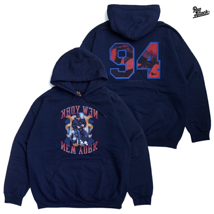 楽天Indoor Class Online Store【送料無料】RAP ATTACK 2PAC IN NEW YORK HOODIE【NAVY】（L・XL・2XL）（ラップアタック 通販 メンズ 大きいサイズ 服 パーカー スウェット プルオーバー フード フーディー HIPHOP ヒップホップ）