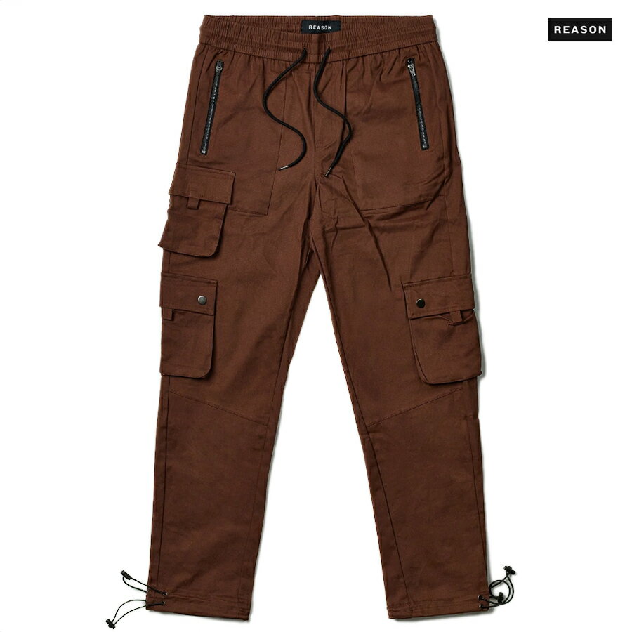 【送料無料】REASON CLOTHING CARGO PANTS【BROWN】(M L XL 2XL)(リーズン クロージング 通販 メンズ 大きいサイズ カーゴパンツ ロングパンツ 無地 ブラウン 茶)