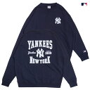 【PRICE DOWN 20 ★送料無料★ラスト1点】MLB NEW YORK YANKEES CREWNECK SWEAT【NAVY】(L XL)(MLB 公式 オフィシャル 通販 服 メンズ 大きいサイズ トレーナー スウェット クルーネック 長袖 ロングスリーブ ニューヨークヤンキース NY ロゴ)