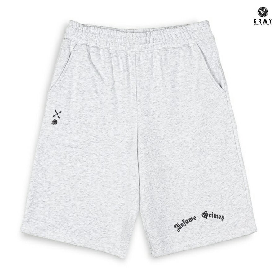 GRIMEY CAUSING PANIC BAGGY SWEAT SHORTS(M・L・XL)(グライミー 服 通販 メンズ 大きいサイズ スウェット ショーツ ハーフパンツ ショートパンツ ロゴ)