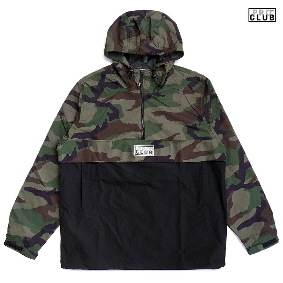 【送料無料】PRO CLUB ANORAK JACKET【CAMOUFLAGE】(M・L・XL・2XL)(プロクラブ 通販 メンズ 大きいサイズ ウインドブレーカー ナイロン ジャケット アノラック ロゴ カモフラージュ 迷彩)