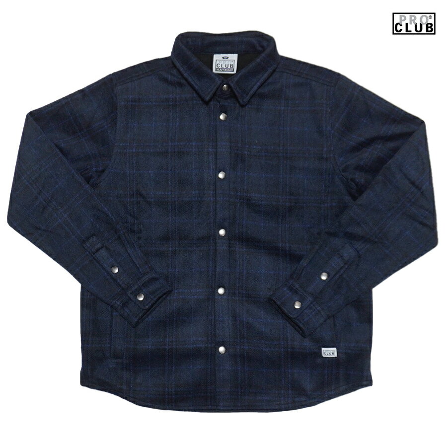 楽天Indoor Class Online Store【送料無料★ラスト1点】PRO CLUB FLANNEL WORK SHIRT JACKET【NAVY】（M・L・XL）（プロクラブ 通販 メンズ 大きいサイズ フランネル シャツ ジャケット ネルシャツ チェックシャツ シャツジャケット）