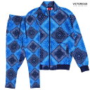 【送料無料】VICTORIOUS LA BANDANA TRACK SET UP【BLUE】(M L XL 2XL)(ヴィクトリアス 通販 メンズ 大きいサイズ ジャージ トラック 上下セット ペイズリー PAISLEY バンダナ セットアップ ストリート HIPHOP ヒップホップ)