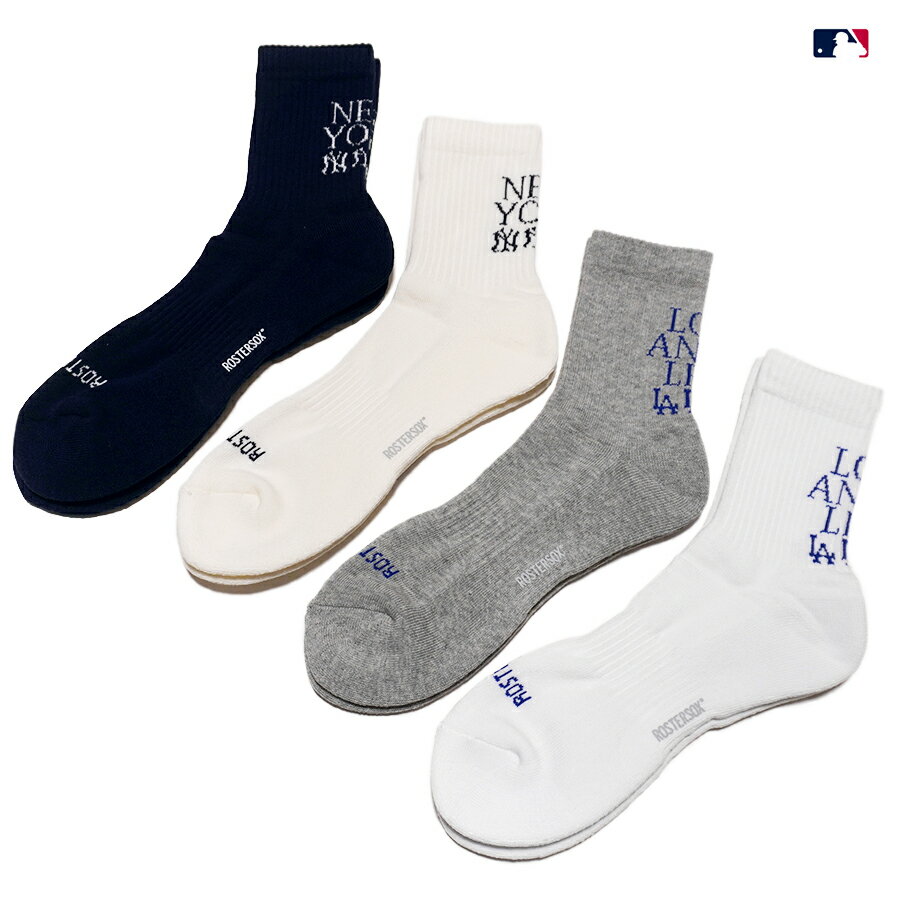 【メール便対応】MLB×ROSTER SOX CITY SOCKS【WHITE/GRAY/OFF WHITE/NAVY】(MLB 通販 公式 オフィシャル ソックス 靴下 ロサンゼルス ドジャース LA LOS ANGELES DODGERS ニューヨーク ヤンキース NY NEW YORK YANKEES)