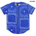 【送料無料】M TOWN PAISLEY BASEBALL JERSEY【ROYAL BLUE】(M L XL 2XL)(通販 メンズ 大きいサイズ 服 ベースボール ジャージ シャツ ペイズリー バンダナ BANDANA 半袖 ショートスリーブ ユニフォーム)