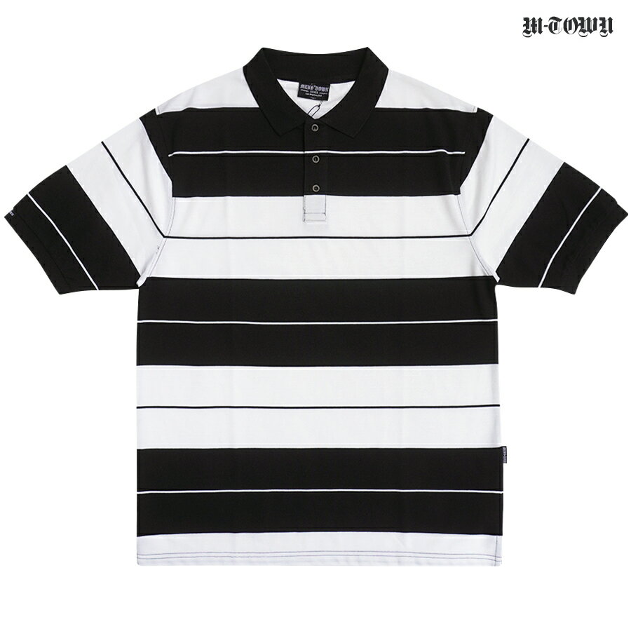 【送料無料】M TOWN PIQUE POLO SHIRTS【BLACK×WHITE】(M・L・XL