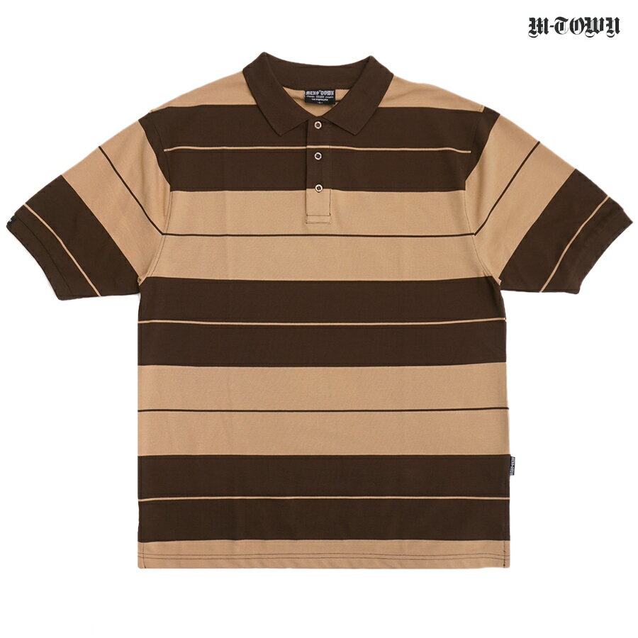 楽天Indoor Class Online Store【50％OFF対象★送料無料】M TOWN PIQUE POLO SHIRTS【BROWN×KHAKI】（M・L・XL・2XL）（通販 メンズ 大きいサイズ 服 ポロシャツ 半袖 ショートスリーブ ボーダー）