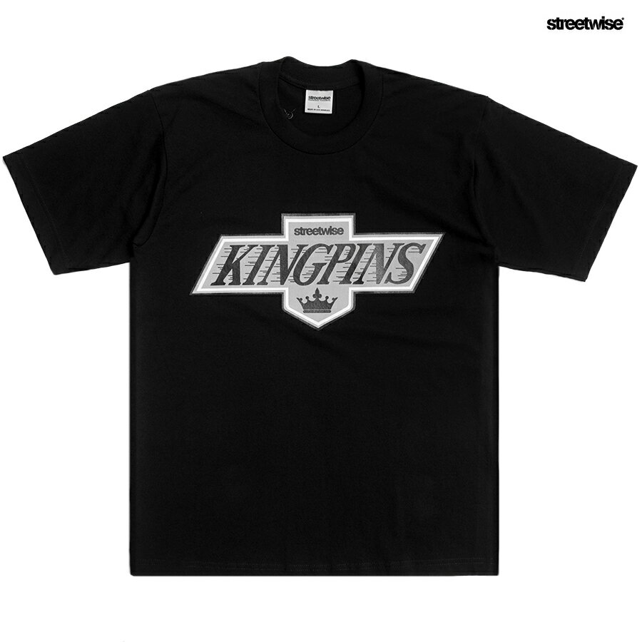 【送料無料】STREETWISE KINGPINS Tシャツ【BLACK】(L XL 2XL)(ストリートワイズ 通販 服 メンズ 大きいサイズ 半袖 ヘビーウエイト ショートスリーブ ロゴ)