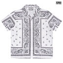 【送料無料】VERSION COUTURE PAISLEY S/S OPEN SHIRTS【WHITE】(M L XL 2XL)(通販 メンズ 大きいサイズ 服 シャツ ボタンシャツ ペイズリー バンダナ BANDANA 半袖 ショートスリーブ)