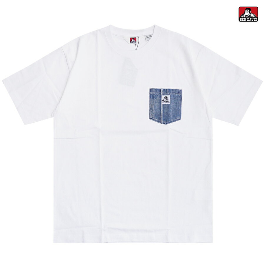 楽天Indoor Class Online Store【メール便対応】BEN DAVIS DENIM POCKET Tシャツ【WHITE】（L・XL）（ベンデイビス 通販 メンズ 大きいサイズ 半袖 ポケット TEE）
