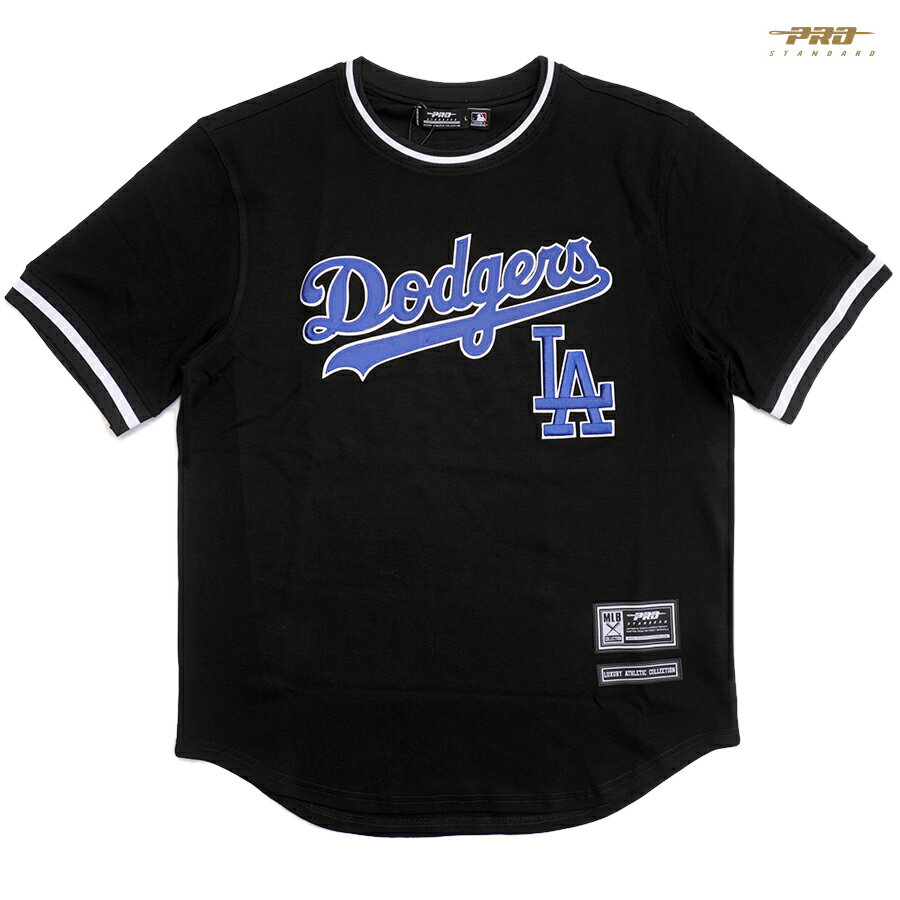 【送料無料】PRO STANDARD LOS ANGELES DODGERS CREW NECK JERSEY【BLACK】(M・L・XL・2XL・3XL)(プロスタンダード 通販 大きいサイズ ジャージ ベースボールジャージ 半袖 ショートスリーブ ロサンゼルス ドジャース LA ロゴ MLB)