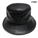 【送料無料】FUBU FAUX LEATHER HAT【BLACK】(フブ 通販 帽子 キャップ CAP バケットハット ハット ロゴ)