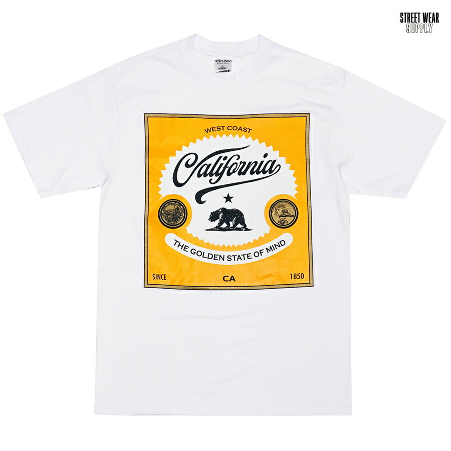 楽天Indoor Class Online Store【送料無料】STREETWEAR SUPPLY CALIFORNIA Tシャツ【WHITE】（M・L・XL・2XL・3XL）（ストリートウエアサプライ 通販 メンズ 大きいサイズ ヘビーウエイト 半袖 T-SHIRTS カリフォルニア ロサンゼルス LA ストリート HIPHOP ヒップホップ B系 厚手 ゆったり）