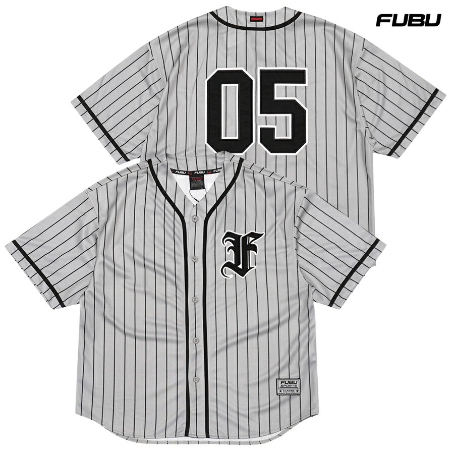 【送料無料】FUBU STRIPE BASEBALL SHIRTS【GRAY】(L・XL・2XL)(