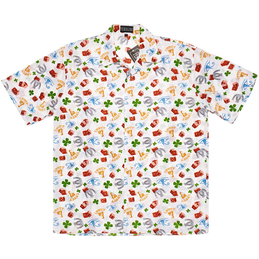 【送料無料】STREET DESIGN ICON OPEN SHIRTS【WHITE】(L)(通販 メンズ 大きいサイズ 半袖 シャツ ボタンシャツ オープンシャツ ショートスリーブ)のサムネイル