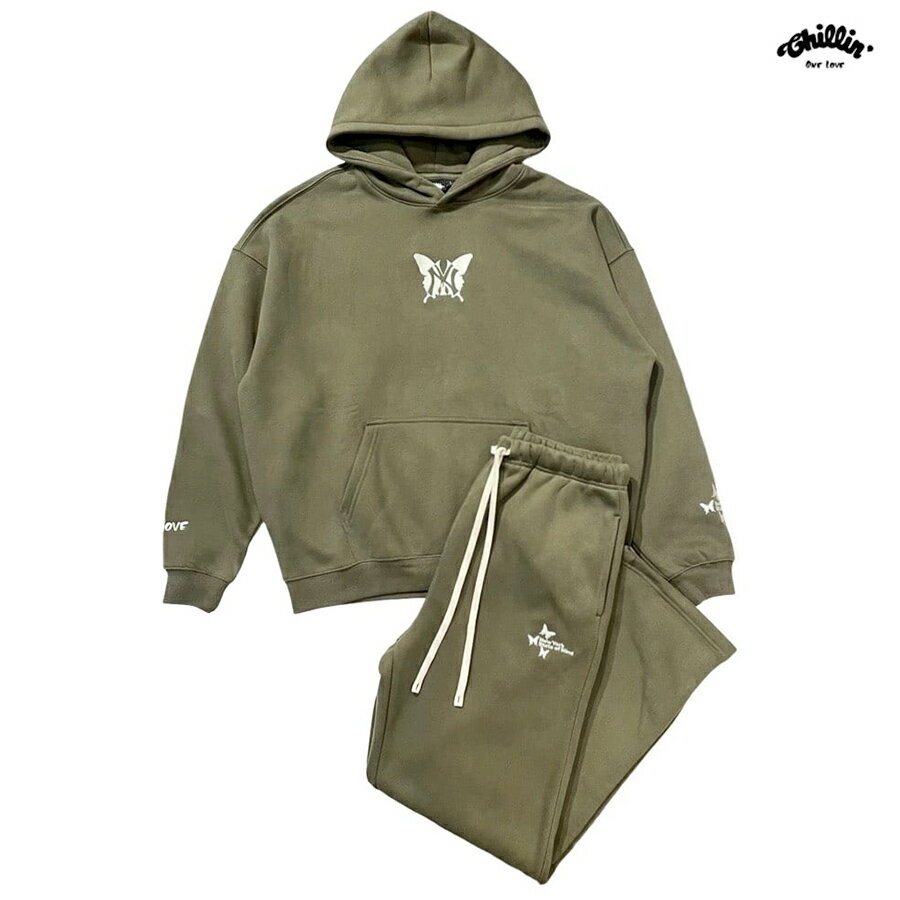 ̵CHILLIN NY BUTTERFLY SWEAT SETUPMOSS GREEN(LXL)(   礭 åȥå ...