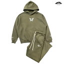 【送料無料】CHILLIN NY BUTTERFLY SWEAT SETUP【MOSS GREEN】(L・XL)(チリン 通販 服 大きいサイズ セットアップ ...