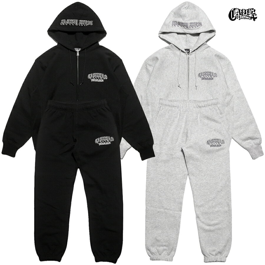 【送料無料】CALIFAS 12OZ ZIP UP HOODED SET UP【BLACK/ASH GRAY】(M・L・XL)(カリファス 通販 メンズ 大きいサイズ ジップ フーディー パーカー スウェット セットアップ 上下セット パンツ 刺繍 ウエストコースト 西海岸 LA LOS ANGELES ロサンゼルス ストリート)