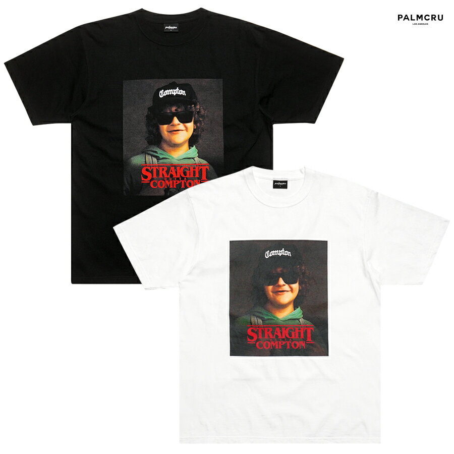 PALM CRU STRAIGHT OUTTA COMPTON PRINT Tシャツ(M・L・XL・2XL)(通販 服 メンズ 大きいサイズ TEE 半袖 ショートスリーブ HIP HOP ヒップホップ RAP T ラップT ロゴ)