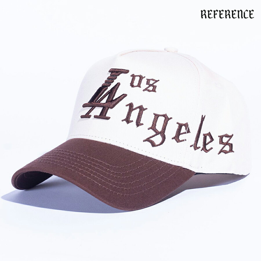 REFERENCE PARADISE LA SCRIPT SNAPBACK CAP(リファレンス 通販 キャップ 帽子 スナップバック ベースボールキャップ ロゴ LOS ANGELES ロサンゼルス クリーム ブラウン)