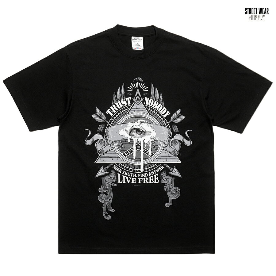 樂天商城 - 【送料無料】STREETWEAR SUPPLY TRUST NOBODY Tシャツ【BLACK】(M・L・XL・2XL・3XL)(ストリートウエアサプライ 通販 メンズ 大きいサイズ ヘビーウエイト 半袖 T-SHIRTS ストリート カリフォルニア HIPHOP ヒップホップ B系 厚手 ゆったり)