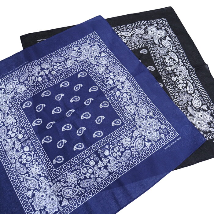 【メール便対応】PAISLEY BANDANA【BLACK/NAVY/RED】(通販 バンダナ 大判 ペイズリー 柄 ブラック 黒 ネイビー 紺 レッド 赤）