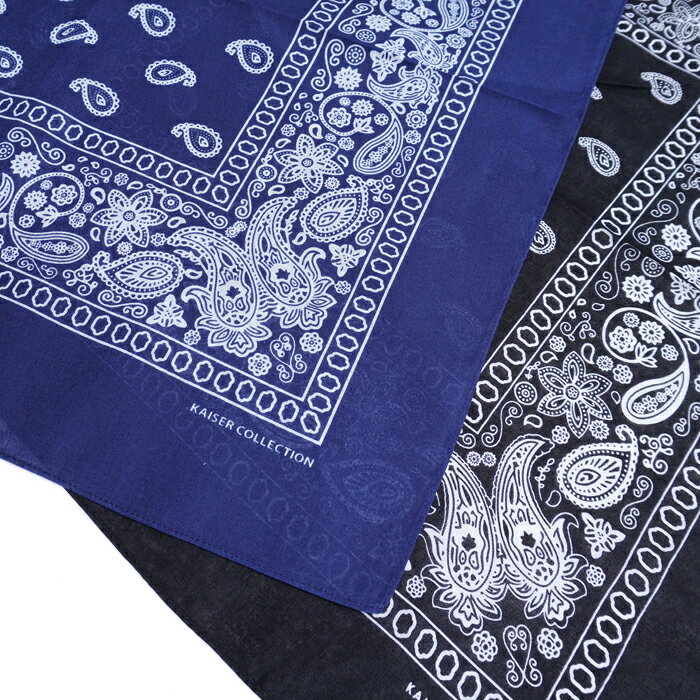 【メール便対応】PAISLEY BANDANA【BLACK/NAVY/RED】(通販 バンダナ 大判 ペイズリ...