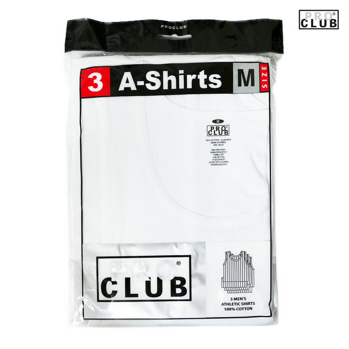 PRO CLUB A-SHIRTS(M・L・XL)(通販 メンズ インナー Aシャツ タンクトップ 肌着 下着 アンダーウエア ブラック 黒 プロクラブ 無地 プレーン シンプル 大きいサイズ セット TANK TOP)