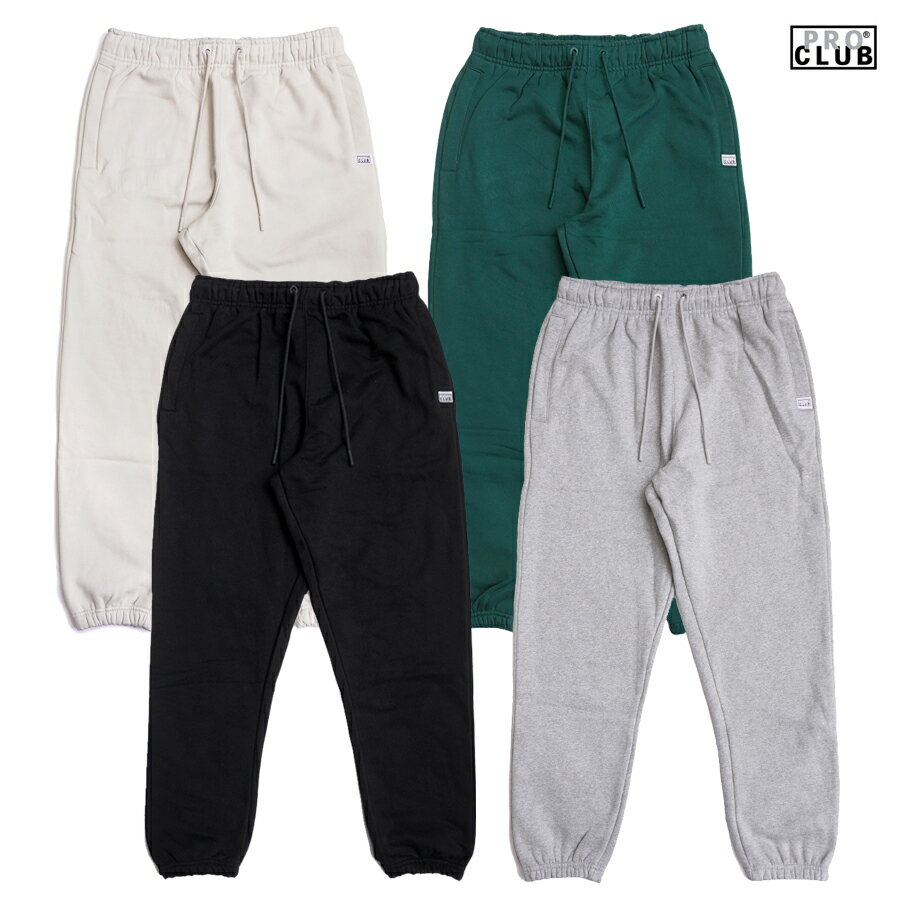 楽天Indoor Class Online Store【送料無料】PRO CLUB HEAVYWEIGHT BASIC SWEAT PANTS【BLACK/GRAY/SAND/DARK GREEN】（M・L・XL・2XL）（プロクラブ 通販 メンズ 服 大きいサイズ スウェットパンツ ヘビーウエイト 厚手 ジョガー シンプル 無地）