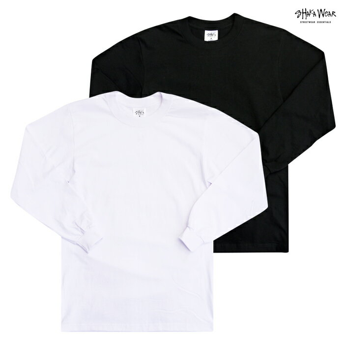 楽天Indoor Class Online StoreSHAKA WEAR 7.5 OZ MAX HEAVYWEIGHT LONG SLEEVE Tシャツ【BLACK/WHITE】（M・L・XL）（SHAK WEAR 通販 メンズ 大きいサイズ プレーン ロンT 長袖 無地 シンプル ブラック 黒 ホワイト 白 HIPHOP ヒップホップ ダンス PRO CLUB プロクラブ）