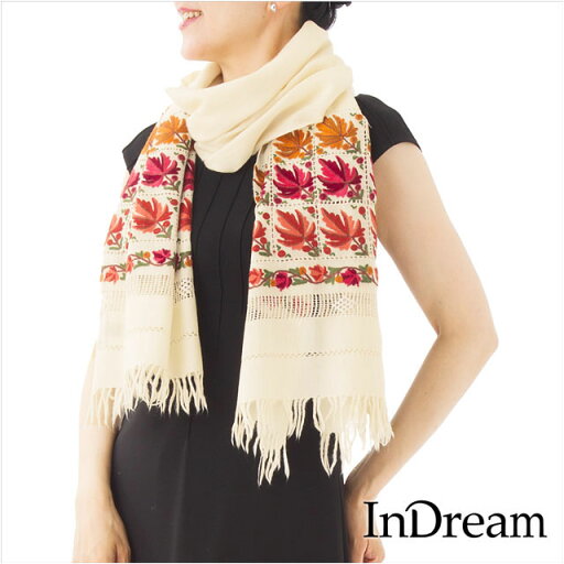 InDream アーリ 刺繍 ストール 一点もの ウール 大判 厚手 誕生日 プレゼント 母の日 ギフト 50代 60代 70代 80代 おしゃれ 秋 冬 結婚式 着物 ショール 白 InDream アーリ 刺繍 ストール 一点もの ウール 大判 厚手 誕生日 プレゼント 母の日 ギフト 50代 60代 70代 80代 おしゃれ 秋 冬 結婚式 着物 ショール 白