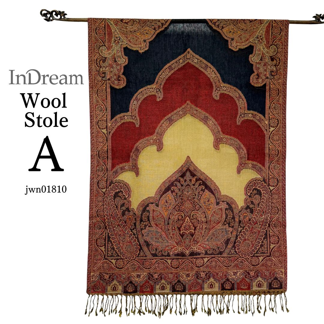 InDream ペイズリー柄 ウール ストール 大判 ［65cmx190cm］茶 黒 エンジ 紫 還暦...