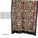InDream カンタ 刺繍 ストール 約110×232cm スカーフ シルク インド 刺し子 黒/レッド/グリーン インテリア 誕生日 プレゼント 母の日 ギ...