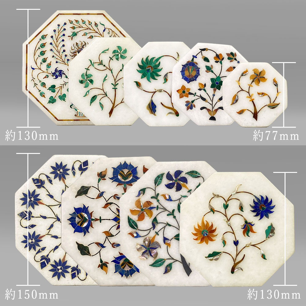 InDream 大理石 象嵌細工 一点もの 130×130mm 八角形プレート タージマハール おみやげ インド アグラ お土産 お礼 誕生日 プレゼント 母の日 ギフト [3]