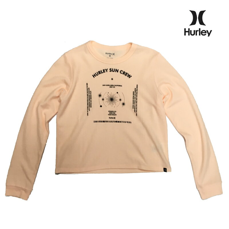 【20 OFF】HURLEY ハーレー SUN CREW CROP WAFFLE L/S TEE レディース クロップ ロンT ワッフル PINK XSサイズ