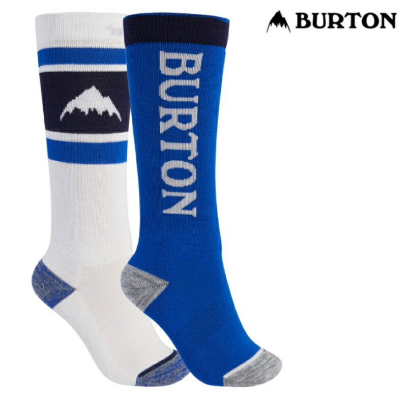 BURTON バートン Kids' Burton Weekend Midweight Sock 2-Pack 21-22 キッズ ウィークエンド ミッドウェイト ソックス キッズ ジュニア スノーボード 靴下 XS/S(16.5-18.5) M/L(20.5-22.0cm) Stout White / Lapis Blue