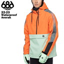 【50%OFF】686 SIX EIGHT SIX シックスエイトシックス Waterproof Anorak - Fluro Orange Colorblock 22-23 メンズ スノーボード スキー ウエア ジャケット アノラック