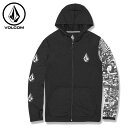 VOLCOM ボルコム ICONIC STONE HOOD COLLAGE LONG SLEEVE UPF 50 RASHGUARD - BLACK メンズ ラ...