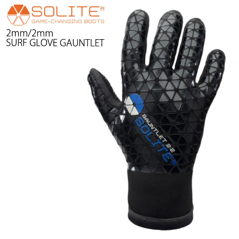 SOLITE ソーライト 2mm/2mm SURF GLOVE GAUNTLET - BLACK/BLUE サーフグローブ サーフィン グローブ 防寒対策