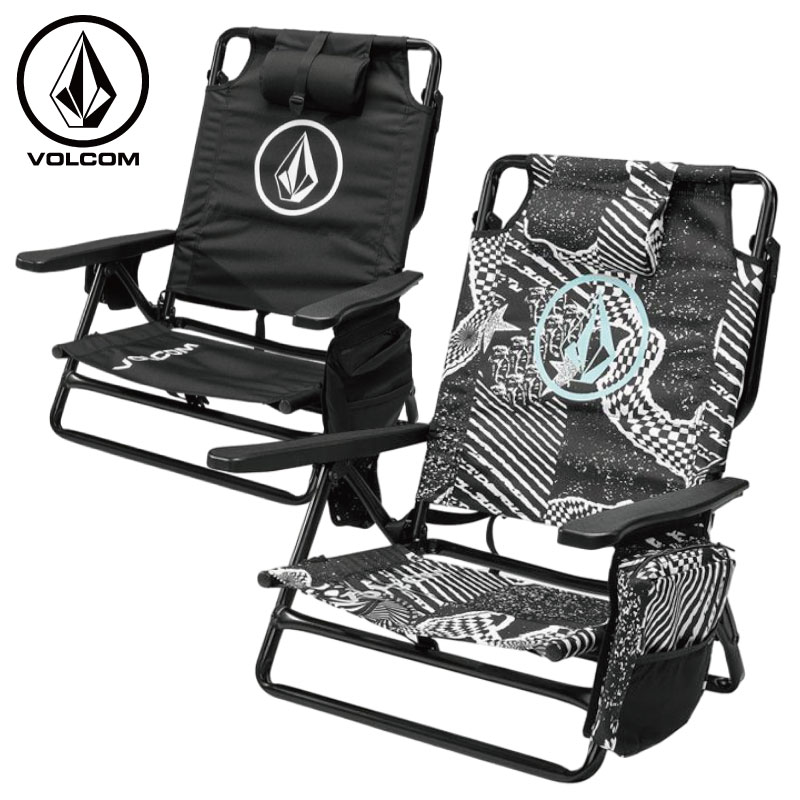 VOLCOM ボルコム TIMMY BARBADOS CHAIR 椅子 折り畳み チェア ロゴ マーク 柄 ドリンクホルダー 保冷バッグ付き アウトドア 海 キャンプ VMXX08QZV1 SU24