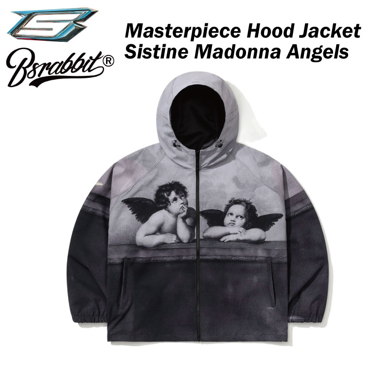 ●ブランド：BSRABBIT ビエスラビット ●商品名：Masterpiece Hood Jacket Sistine Madonna Angels ビエスラビットは、韓国で誕生したユニセックスファッションブランド。 山と道をコンセプトに幅広いファッションアイコンの中心であるBSRABBITは、アウトドアアイテムを数多く展開している。 表地: ポリエステル 100% 裏地: ポリエステル 100% 耐水圧: 8,000-10,000 mm/H2O 透湿性: 10,000 g/m2 【ご確認下さい】 カタログ及びサンプル画像と細部が予期なく変更になる場合がございます。 発売予定後、生産中止になる場合が稀にありますのでご了承ください。 当店は正規販売店です。 ----------ご注意---------- ご注文後の返品・キャンセル・交換は一切受け付けておりませんので、予めご了承下さい。 モニターによって色の見え方が実物と異なる場合がございます。 他店舗でも販売しておりますので、タイミング悪く売り違える場合がございますのでご了承下さい。 在庫には展示販売品も含まれている場合があります。気になる方はお問い合わせ下さい。 送料無料で送付先が北海道・離島の場合は500円、沖縄の場合は700円の別途送料を加算させて頂きますのでご了承下さいますようお願い申し上げます。（税別） 注文時は送料無料となりますが訂正し改めてメールでご案内となりますのでご注意下さい。 メーカー希望小売価格はメーカーカタログに基づいて掲載しています