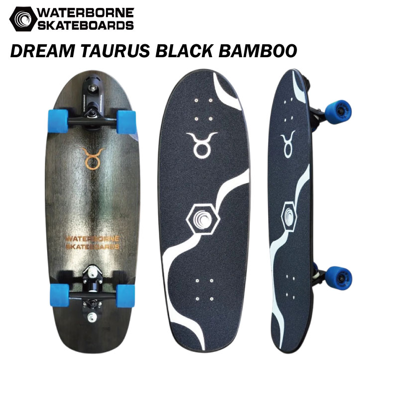 ●ブランド：WATER BOREN ウォーターボーン スケートボード ●商品名： DREAM TAURUS ドリームタウルス　Black Bamboo ブラックバンブー　 ウォーターボーン搭載コンプリートモデルの最高峰「TAURUS（タウルス）」 黒竹が魅せる、しなやかさと存在感。 広めのデッキで抜群の安定感、初心者にも安心。 WATERBORNEドリームトラック搭載で、アスファルトをまるで波のようにクルージング。 上級者には深いカービング性能を、 初心者には扱いやすさと楽しさを。 街でもオフトレでも、自分らしいライディングをこの一本で。 【商品詳細】 ・デッキサイズ：長さ32インチ（81.28cm） ・ウイールベース：19インチ（48.26cm） ・デッキ素材：5レイヤー ブラックバンブー ・トラック：150mm スーパーカーブ ウォーターボーン PKP TRUCK ・リア-ドリームサーフトラック : スーパーカーブ、スタンダード、メガポンプの3パターンに設定可能 ・フロント-レイルアダプター：スピード・パワー・フローを向上、ノイズも低減 ・ウィール：62mm Living Water Surf Skate Wheel 当店は正規販売店です。 【ご確認下さい】 カタログ及びサンプル画像と細部が予期なく変更になる場合がございます。 発売予定後、生産中止になる場合が稀にありますのでご了承ください。 ----------ご注意---------- ご注文後の返品・キャンセル・交換は一切受け付けておりませんので、予めご了承下さい。 モニターによって色の見え方が実物と異なる場合がございます。 他店舗でも販売しておりますので、タイミング悪く売り違える場合がございますのでご了承下さい。 在庫には展示販売品も含まれている場合があります。気になる方はお問い合わせ下さい。 送料無料で送付先が北海道・離島の場合は500円、沖縄の場合は1,000円の別途送料を加算させて頂きますのでご了承下さいますようお願い申し上げます。（税別） 注文時は送料無料となりますが訂正し改めてメールでご案内となりますのでご注意下さい。 メーカー希望小売価格はメーカーカタログに基づいて掲載しています