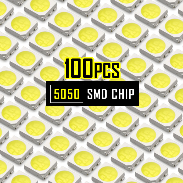 LEDチップ SMD 5050 ホワイト 白発光 100個 打ち替え 打ち換え DIY 自作 エアコンパネル メーターパネル スイッチ
